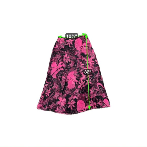 Dana Buchman Petite Womens Floral Pink & Black Maxi Skirt Size 6 Flowy Chic - Picture 7 of 9
